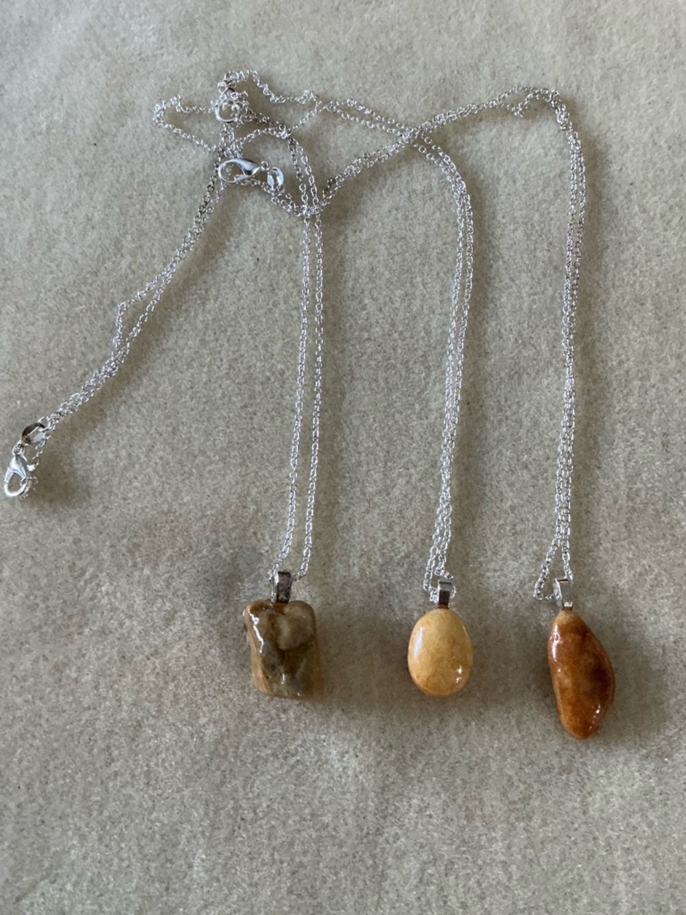 Handmade Stone Pendant Necklaces, set of 3